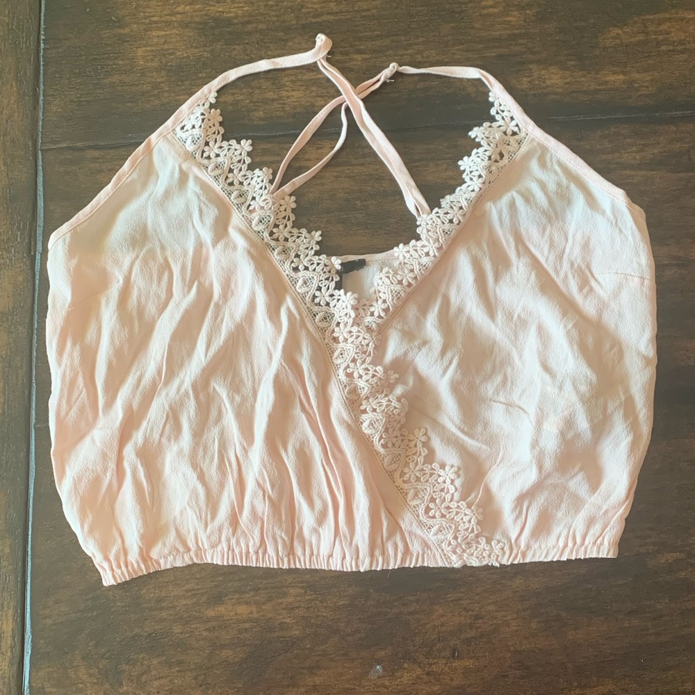 Pale pink cross back top